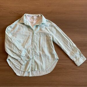 Zara Mint Green Striped Button-Down Shirt with Tank Top Girl's size 9/10 Y